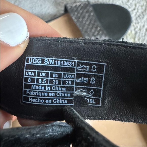 Ugg Char Mar Ankle Strap Black braided Leather Mini Wedge Sandals Size 8 - Picture 4 of 9